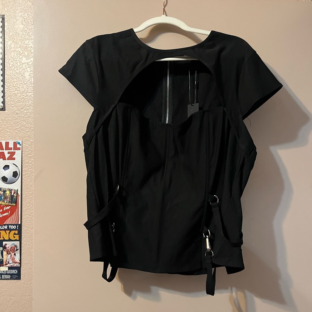 Fashion Nova Black Zip-Up Top